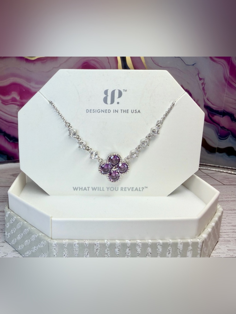 Bomb Party -The Sterling Club- Amethyst Clover on .925 Sterling NK98562